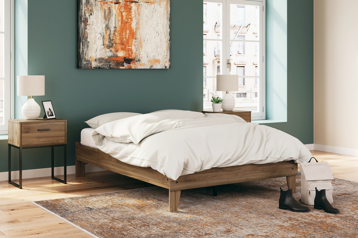 Deanlow Full Platform Bed with Dresser and Nightstand